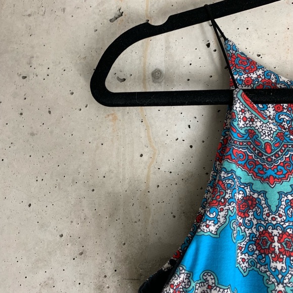 Turquoise and Black Print Dress - Picture 4 of 5